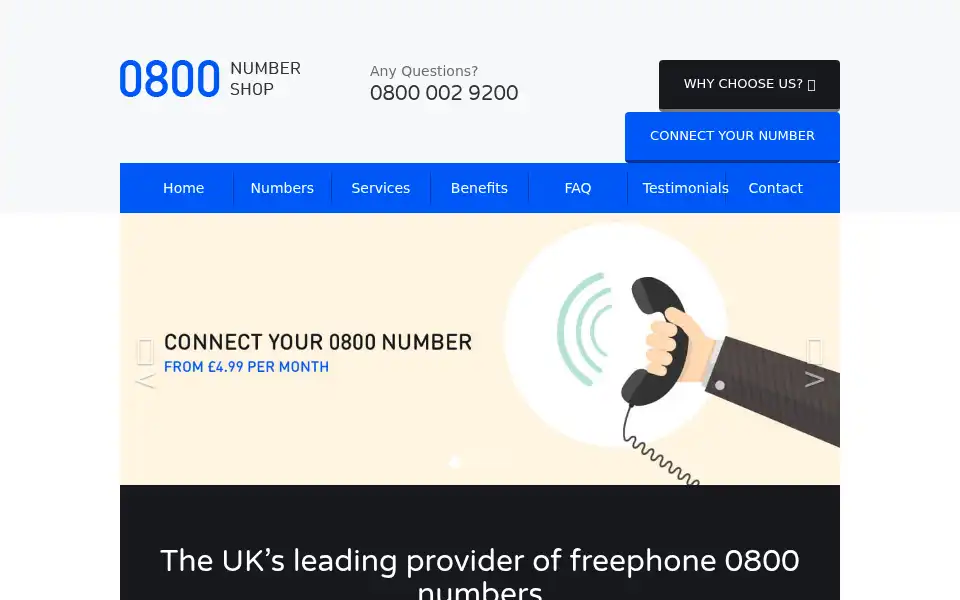 Screenshot of 0800numbershop.co.uk