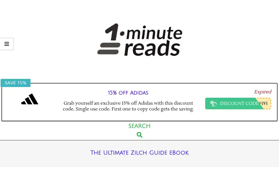 Screenshot of 1-minute-reads.com