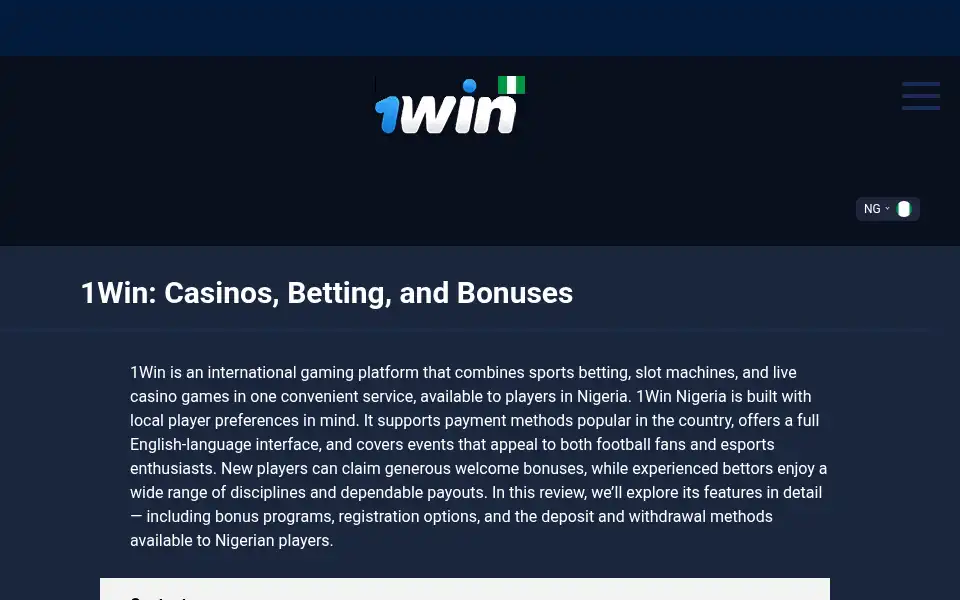 Screenshot of 1-win.ng