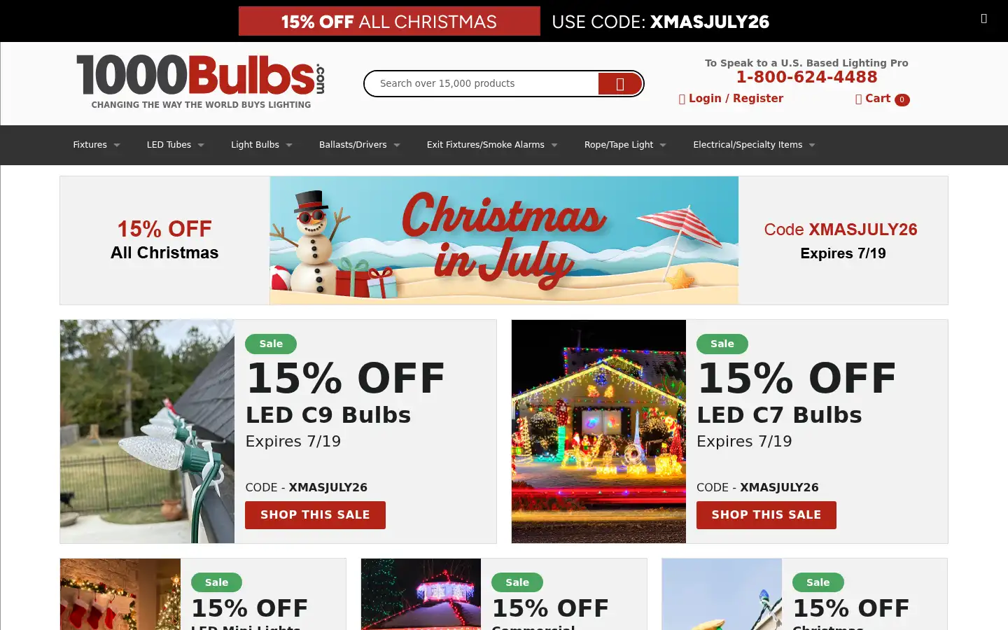 Screenshot of 1000bulbs.com