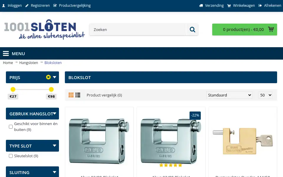 Screenshot of 1001sloten.nl