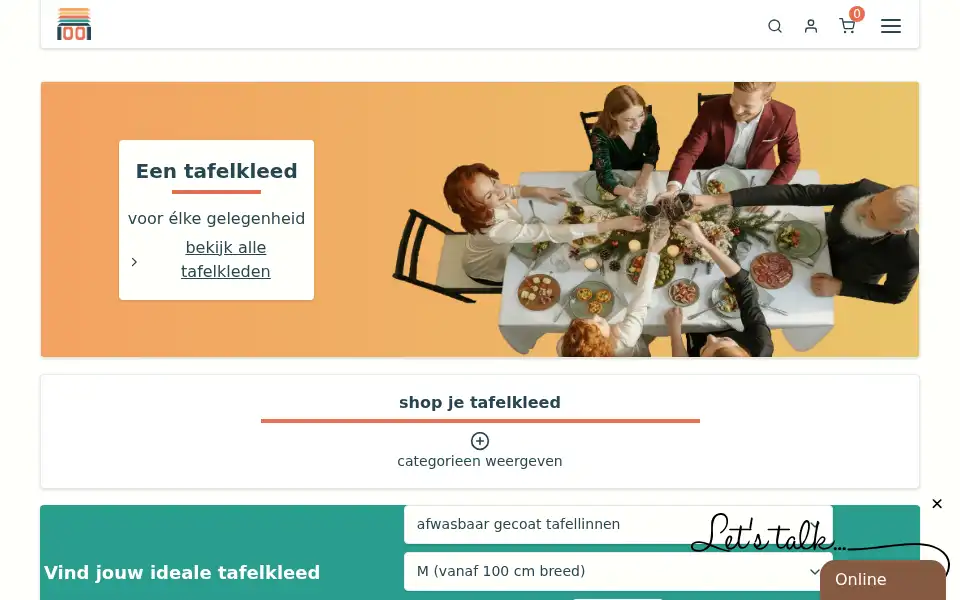Screenshot of 1001tafelkleden.com