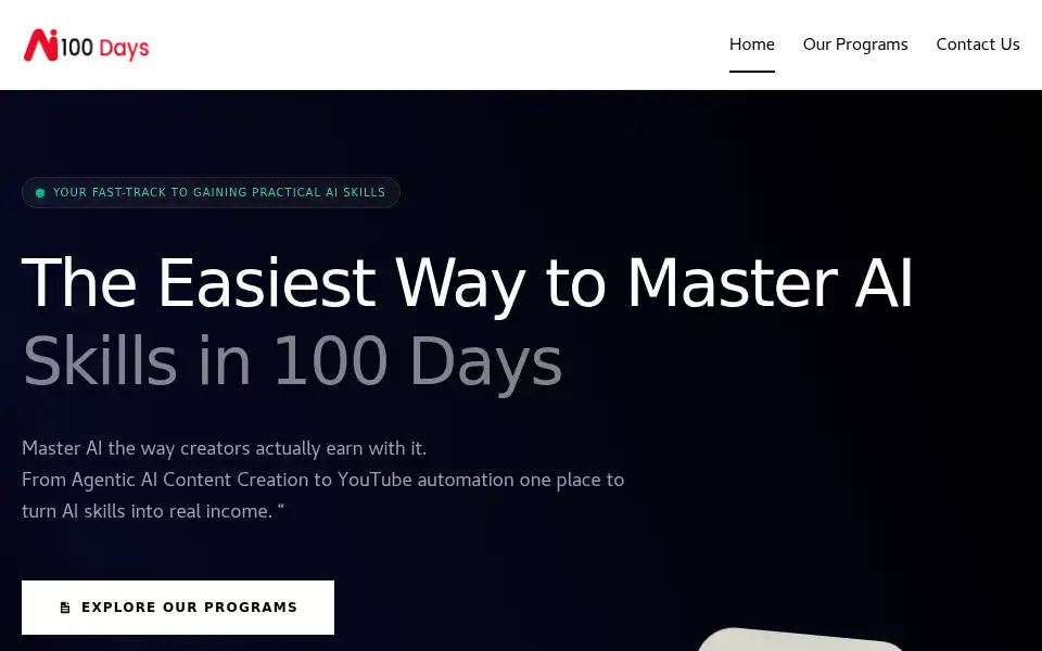 Screenshot of 100daysforai.com