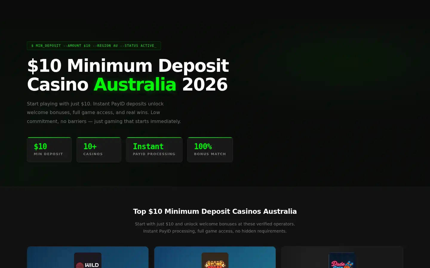 Screenshot of 10depcasino.co.com