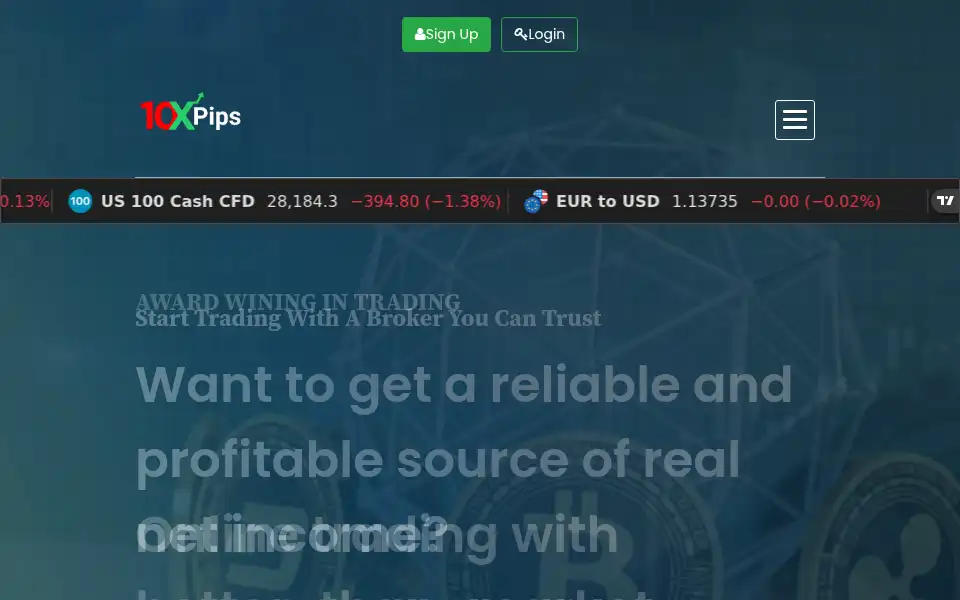 Screenshot of 10xpips.net