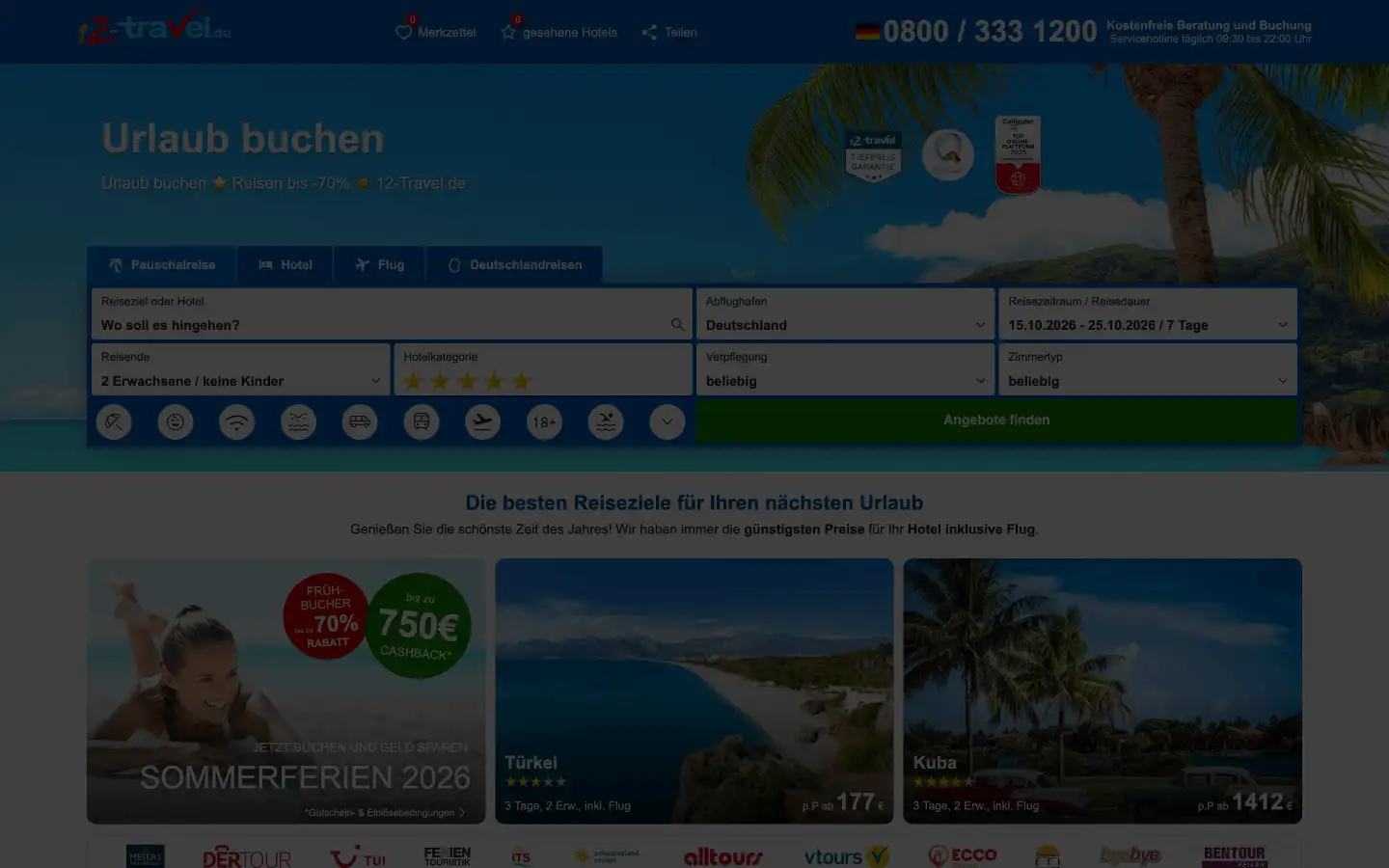 Screenshot of 12-travel.de