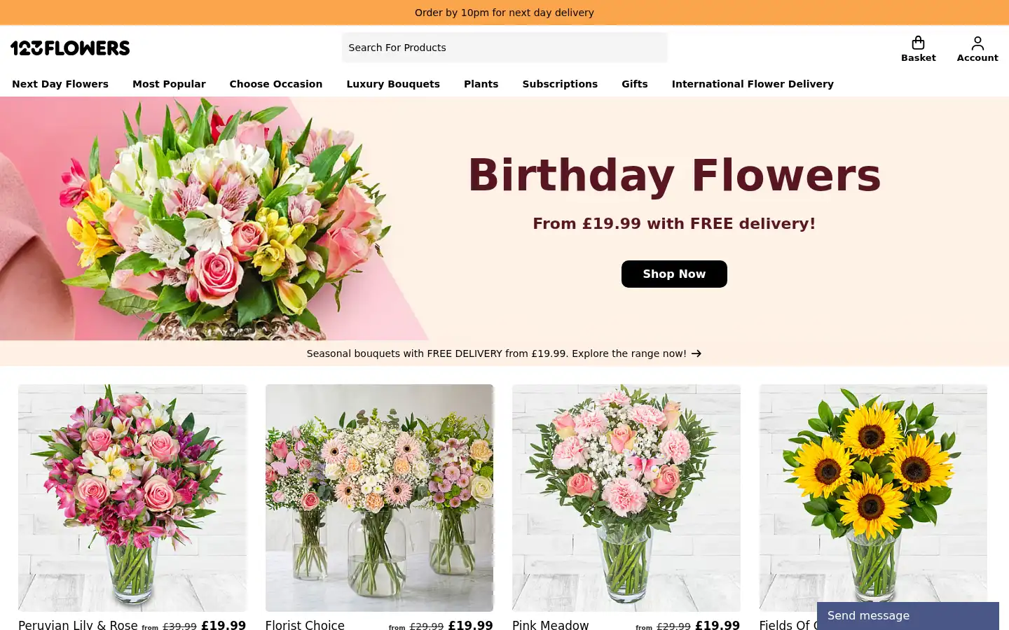 Screenshot of 123-flowers.co.uk