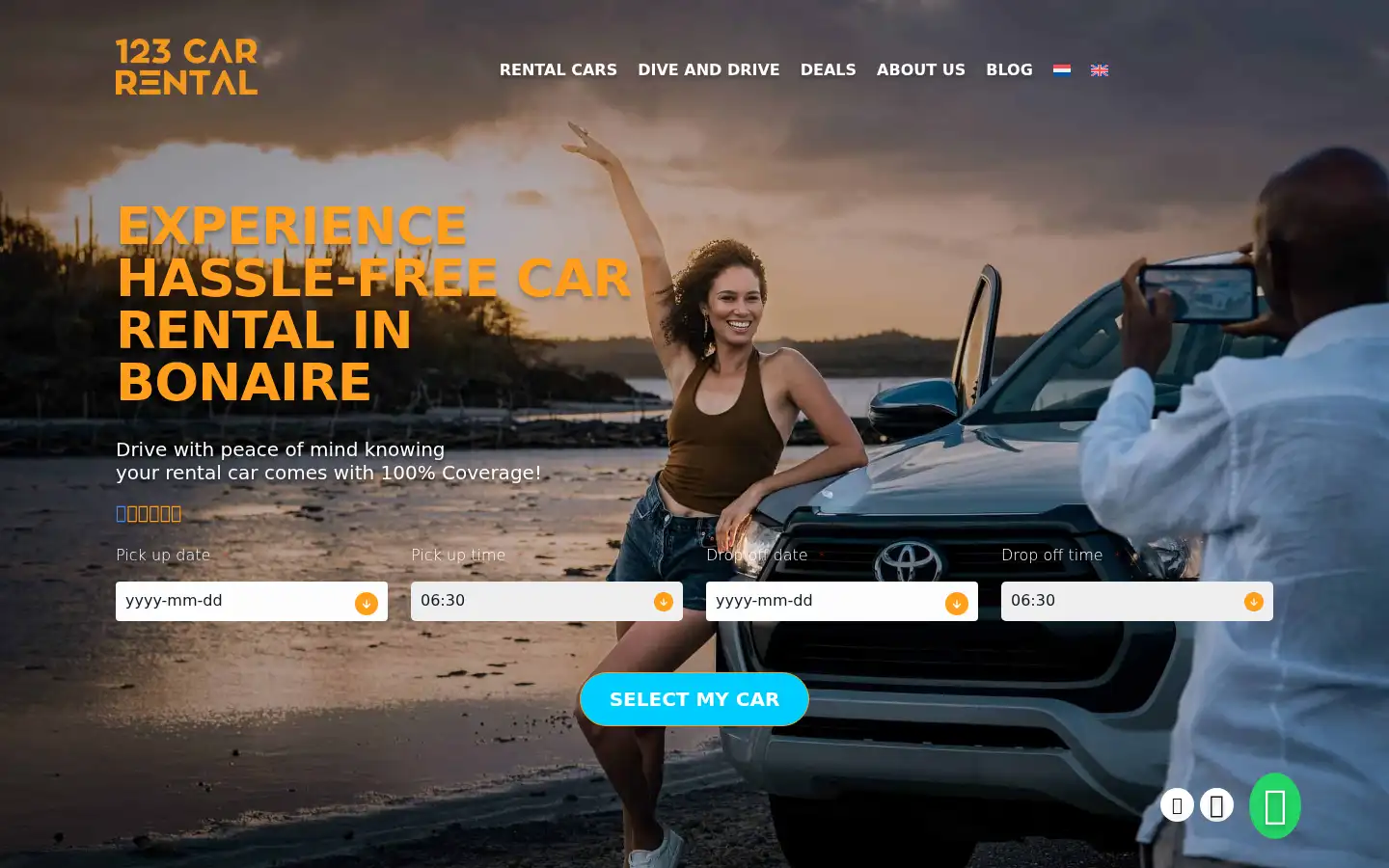Screenshot of 123carrentalbonaire.com