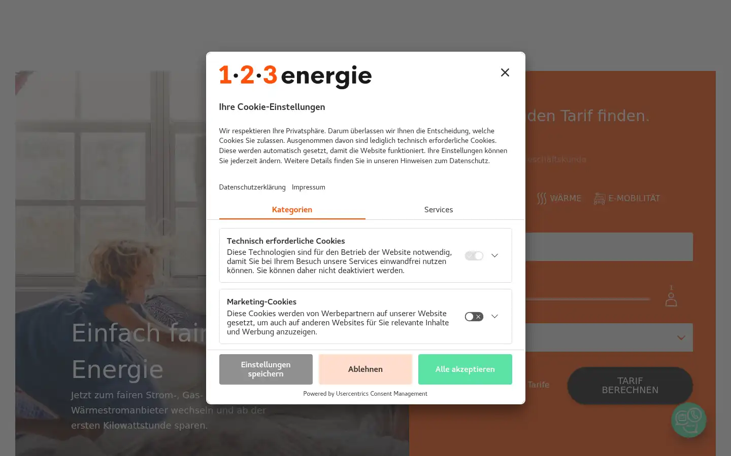 Screenshot of 123energie.de