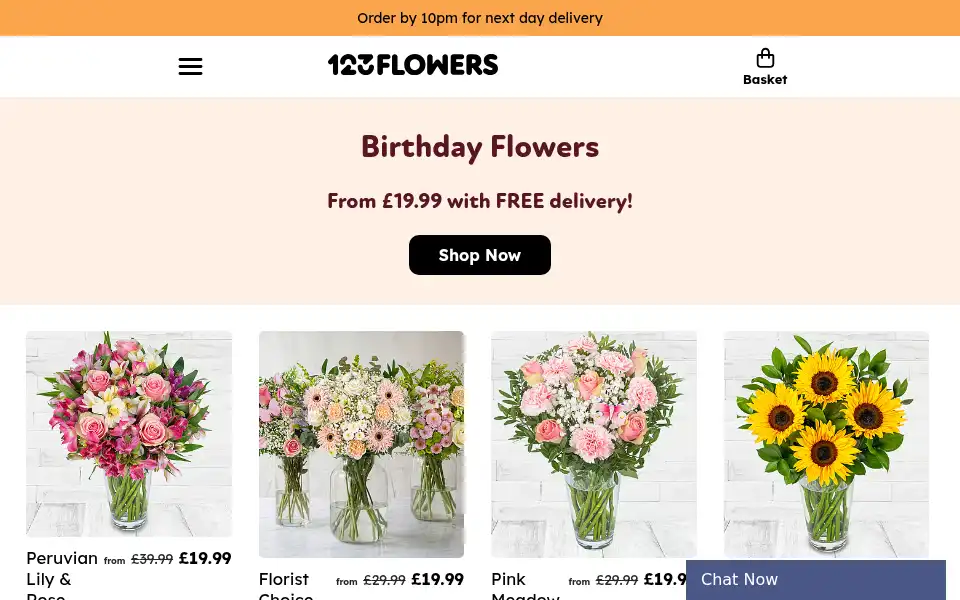 Screenshot of 123flowers.co.uk