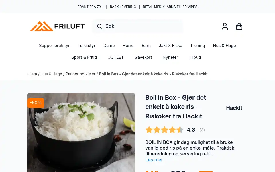 Screenshot of 123friluft.no