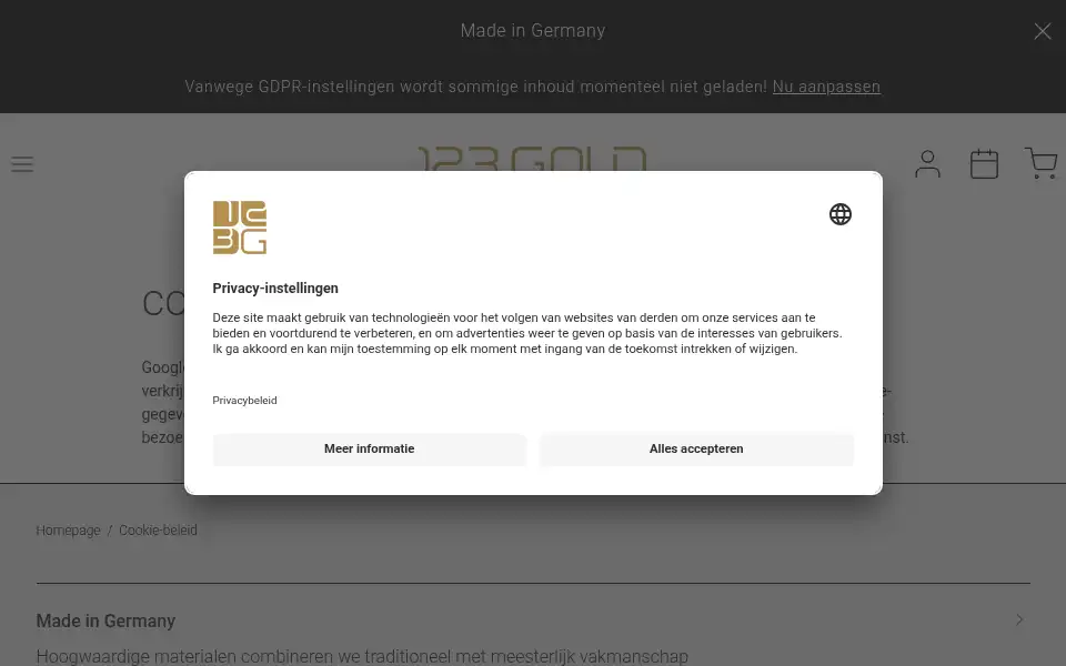 Screenshot of 123gold.nl
