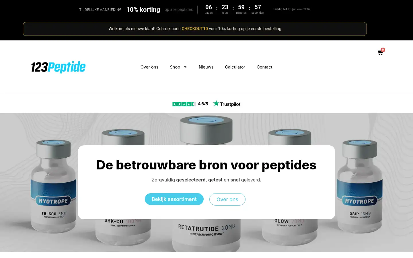 Screenshot of 123peptide.com