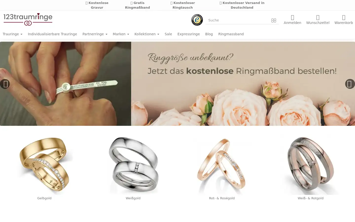 Screenshot of 123traumringe.de