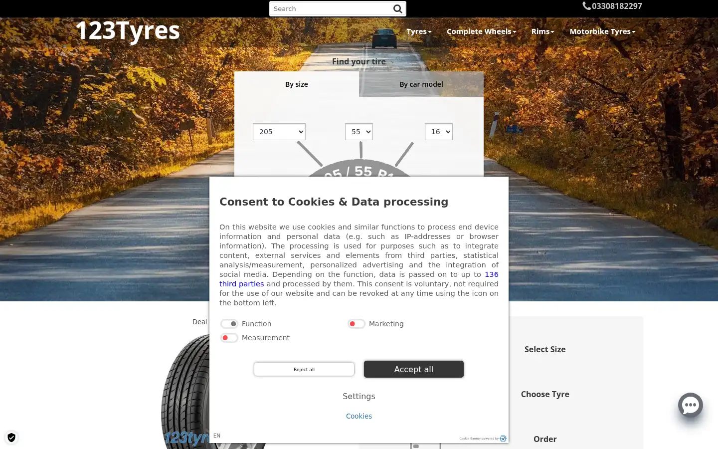 Screenshot of 123tyres.co.uk