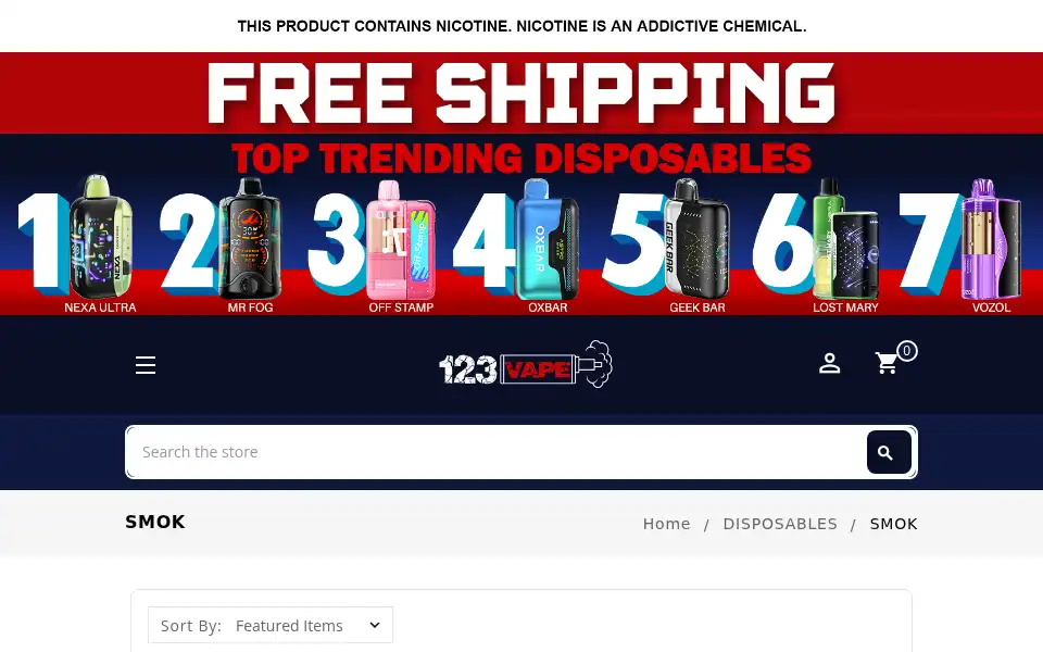 Screenshot of 123vape.com
