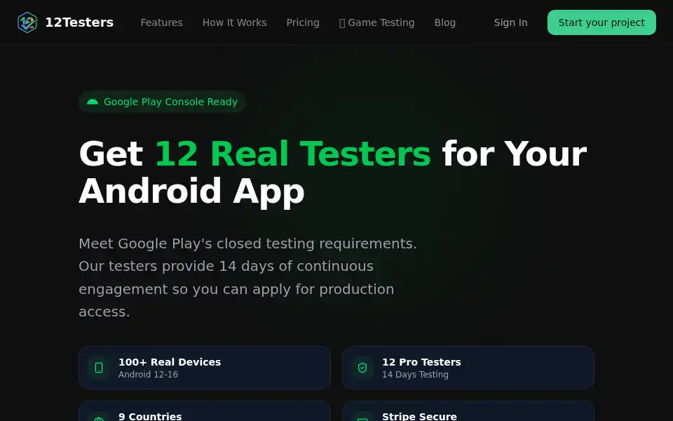 Screenshot of 12testers.io
