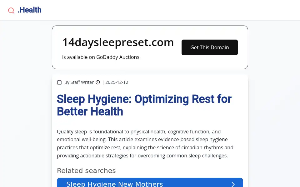 Screenshot of 14daysleepreset.com