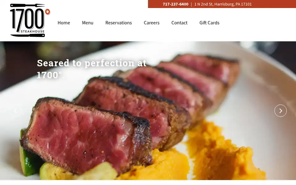 Screenshot of 1700restaurant.com