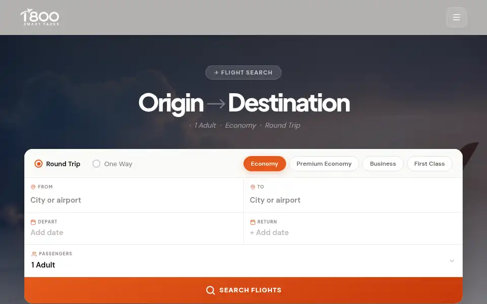 Screenshot of 1800smartfares.com