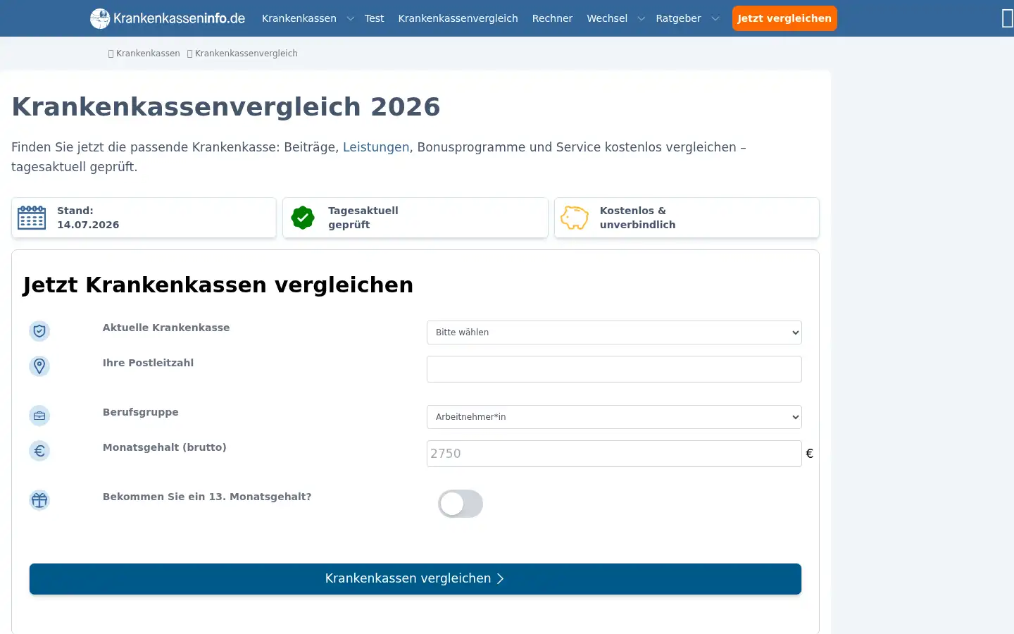 Screenshot of 1a-krankenkassen.de