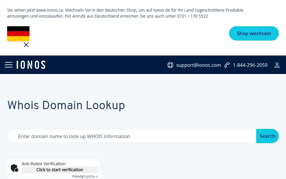 Screenshot of 1and1.ca