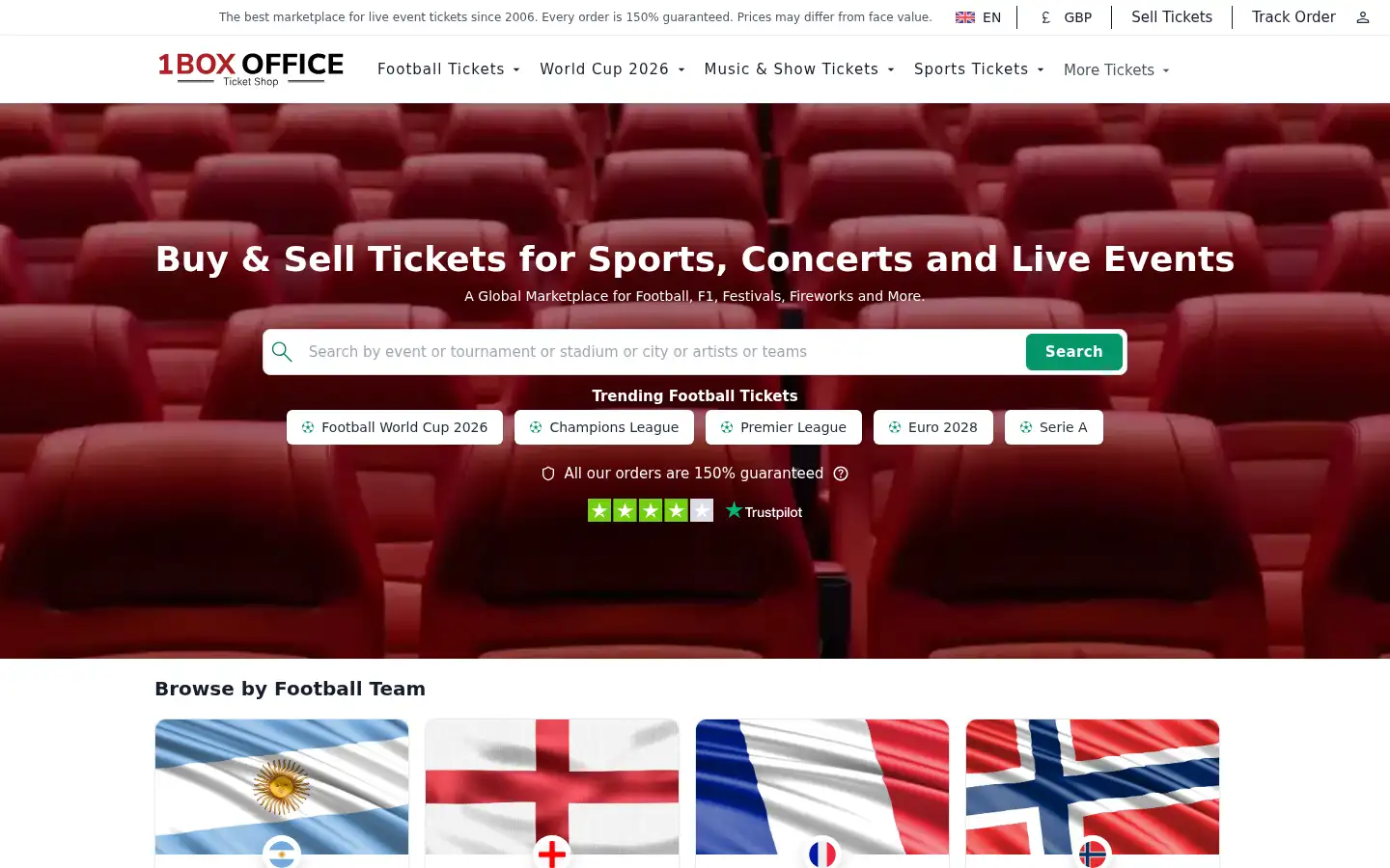 Screenshot of 1boxoffice.com