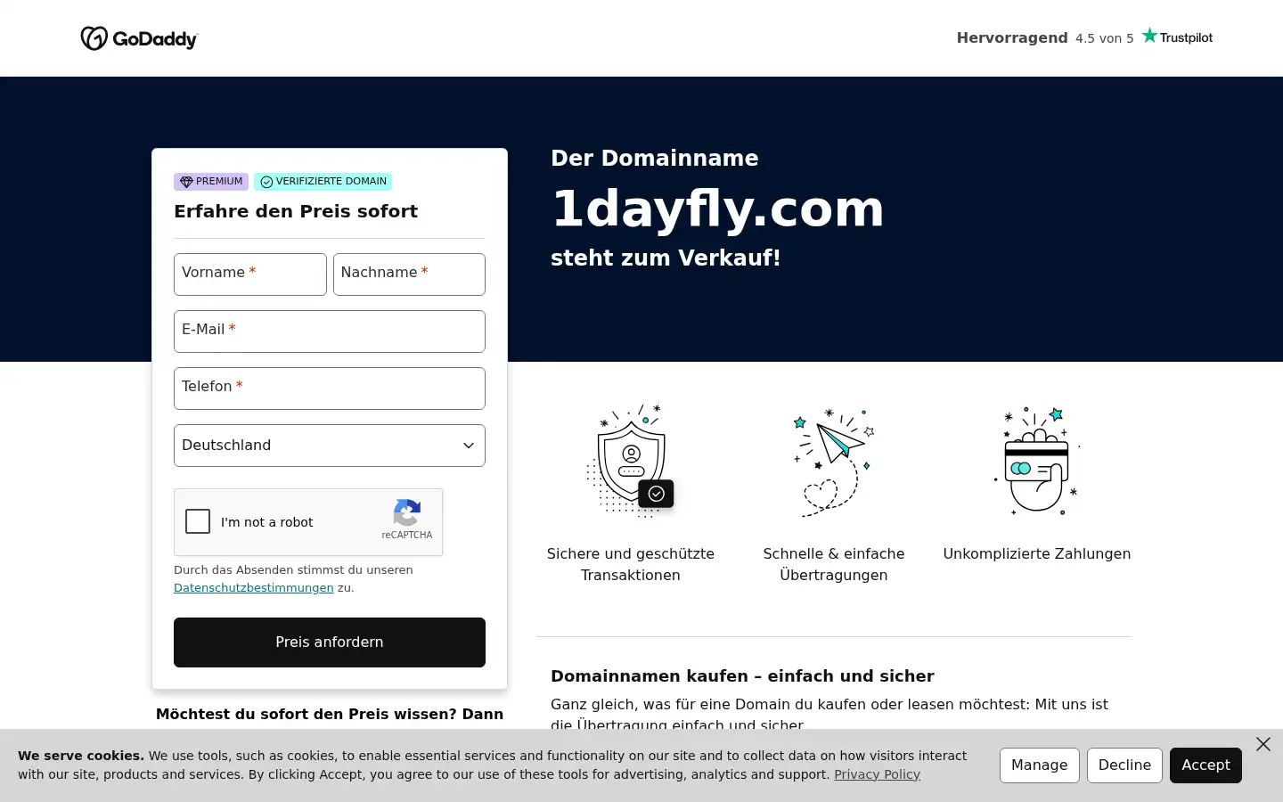 Screenshot of 1dayfly.com