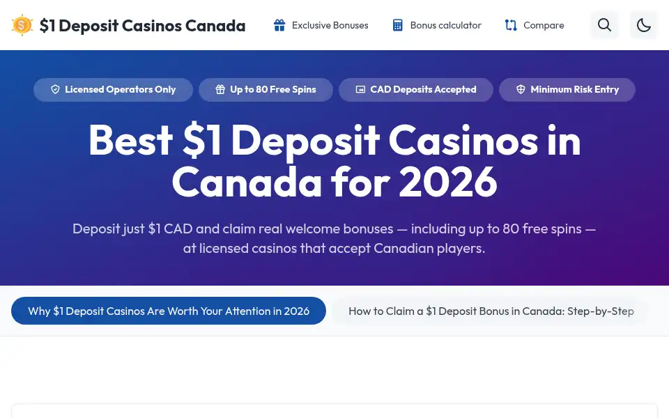 Screenshot of 1depositcasino.it.com