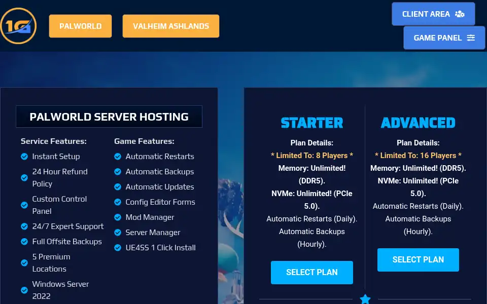Screenshot of 1gserverhost.com