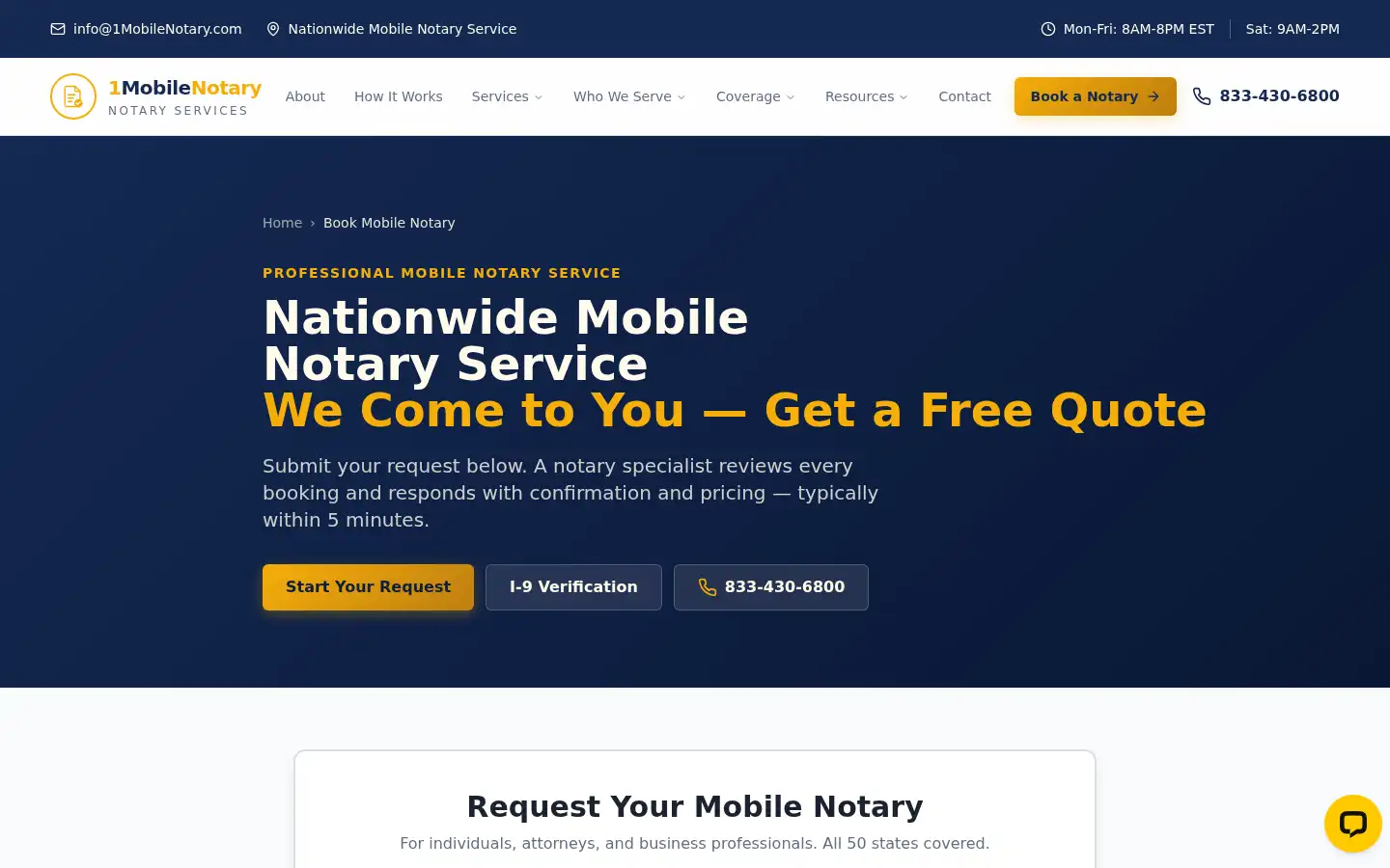Screenshot of 1mobilenotary.com