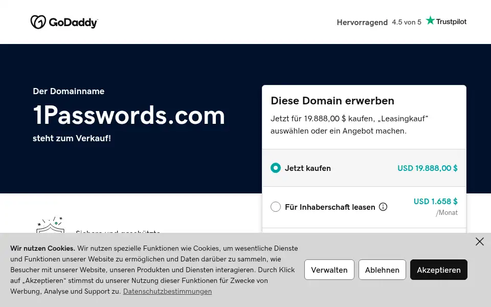 Screenshot of 1passwords.com