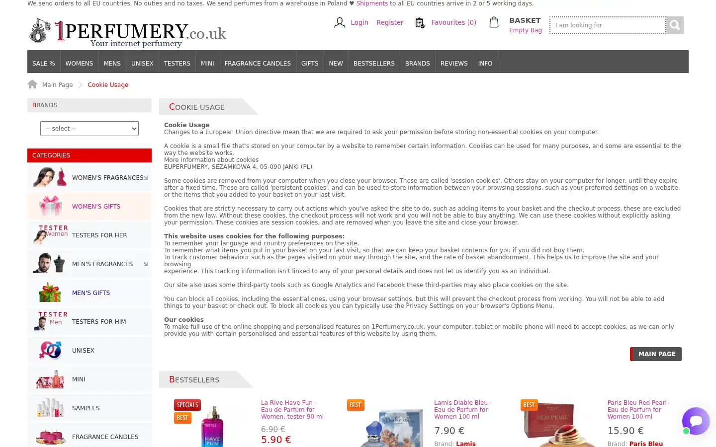 Screenshot of 1perfumery.co.uk
