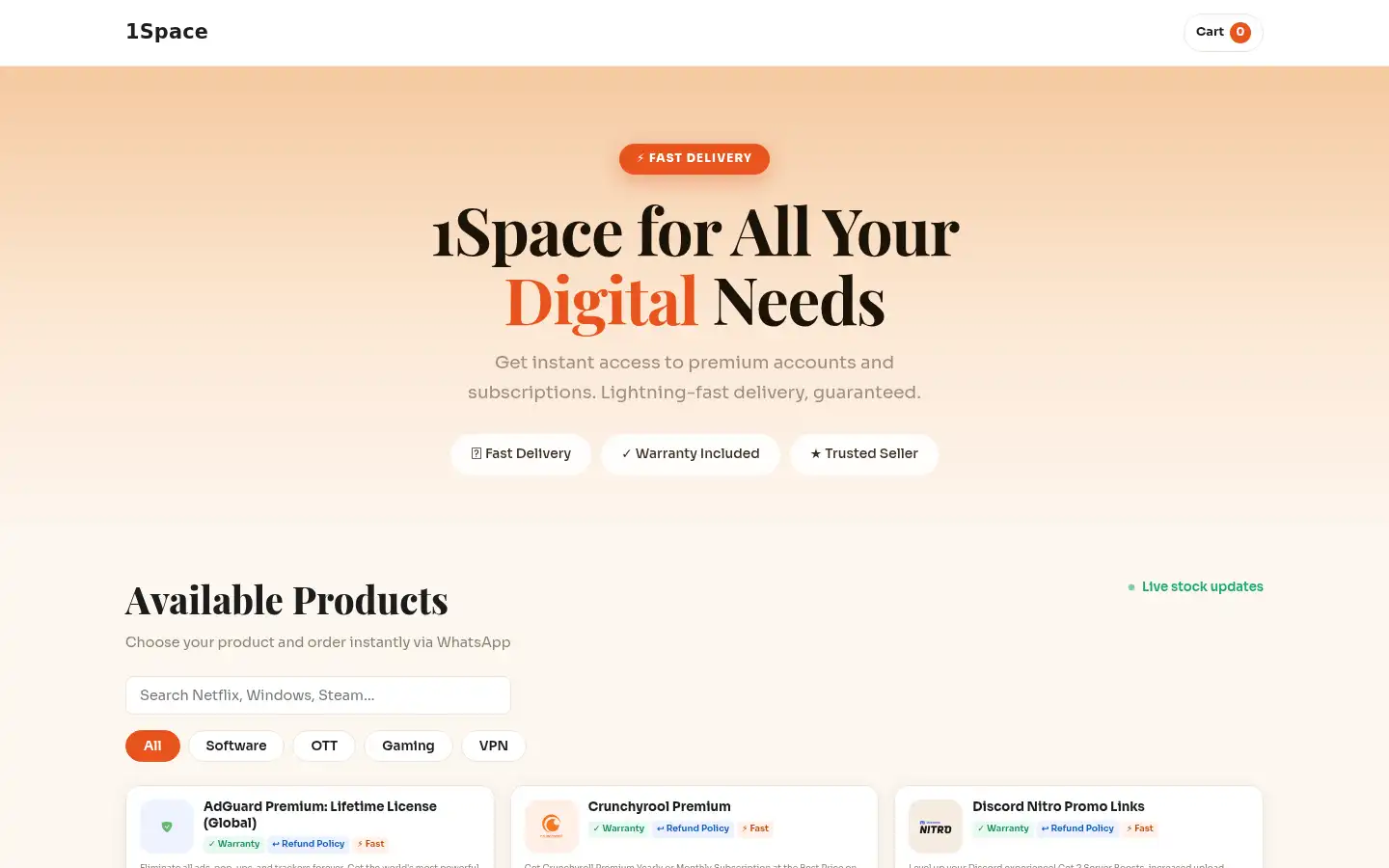 Screenshot of 1space.in