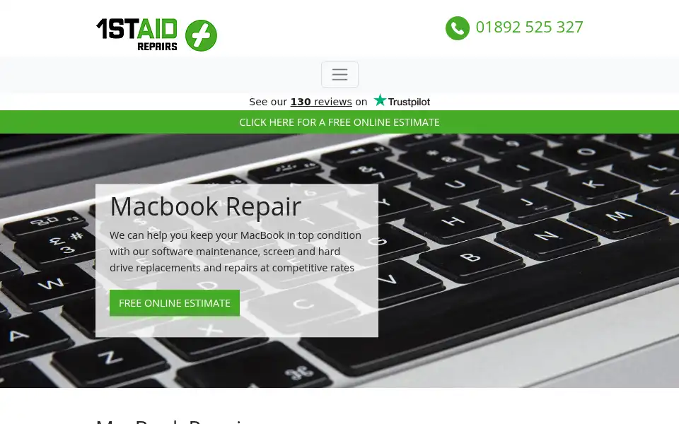 Screenshot of 1staidrepairs.co.uk