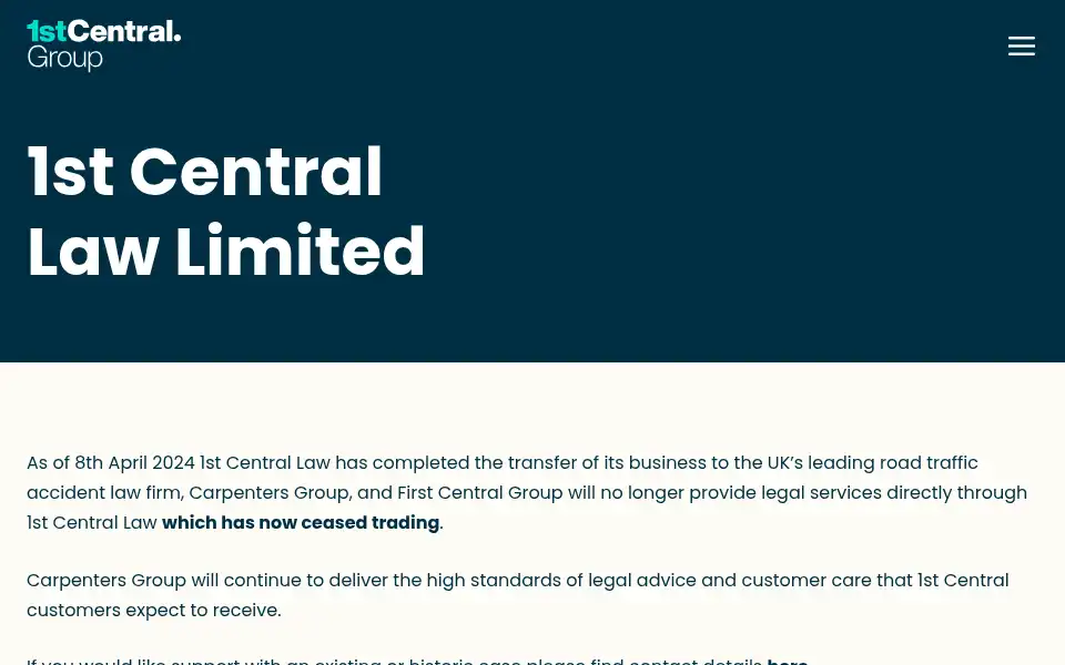 Screenshot of 1stcentrallaw.com