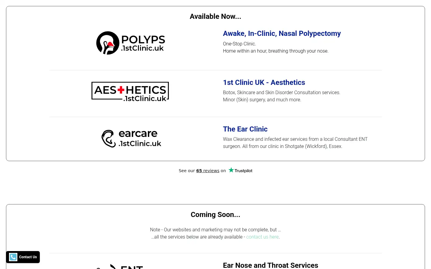 Screenshot of 1stclinic.uk
