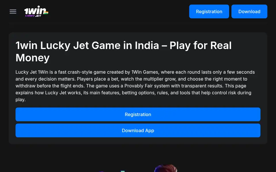 Screenshot of 1win-luckyjet.in.net