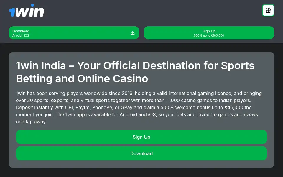 Screenshot of 1winofficial.in