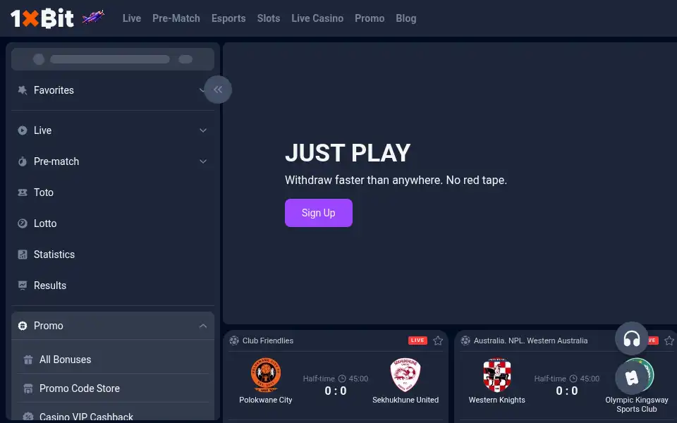 Screenshot of 1xbit1.com