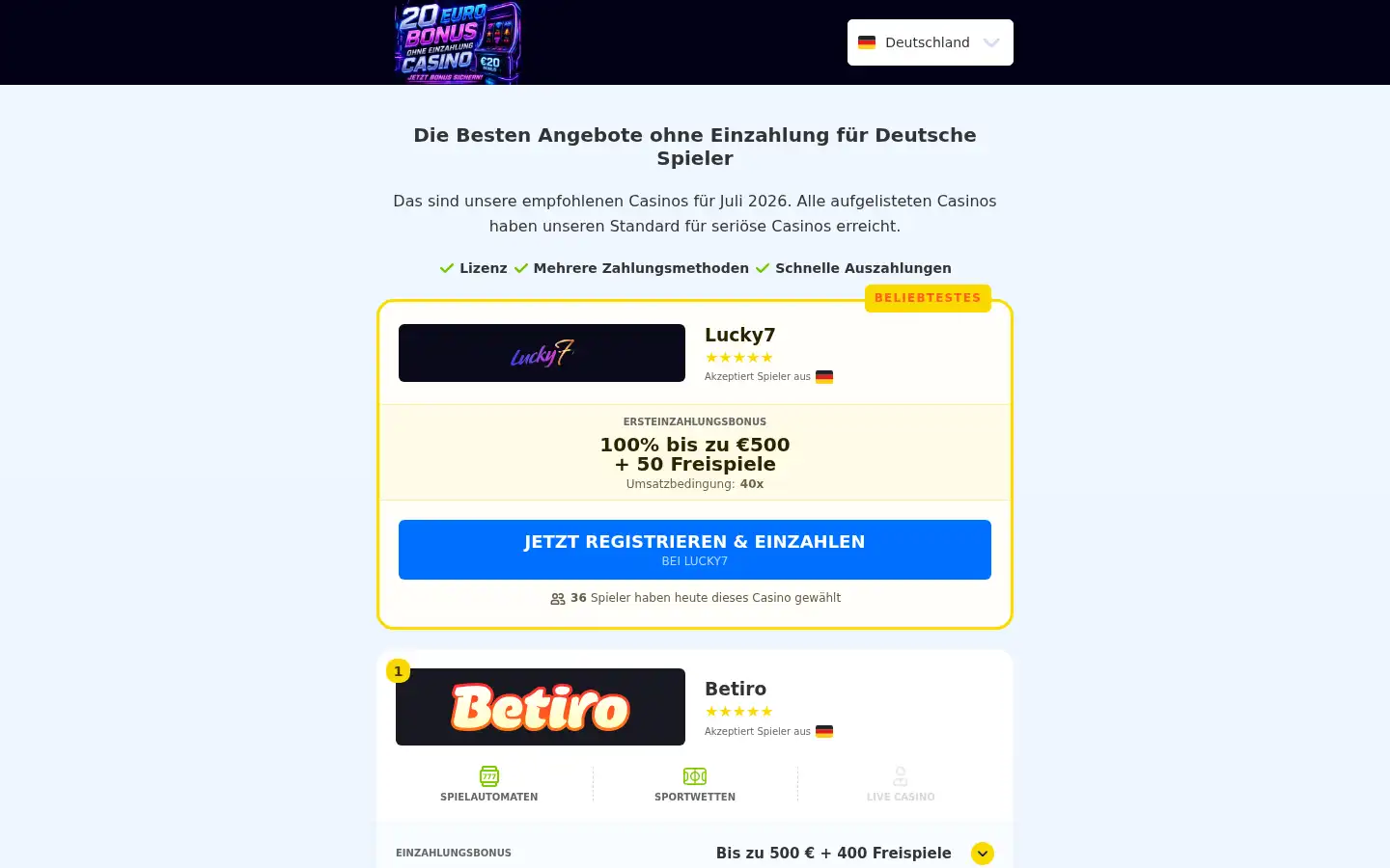Screenshot of 20eurobonusohneeinzahlung.org