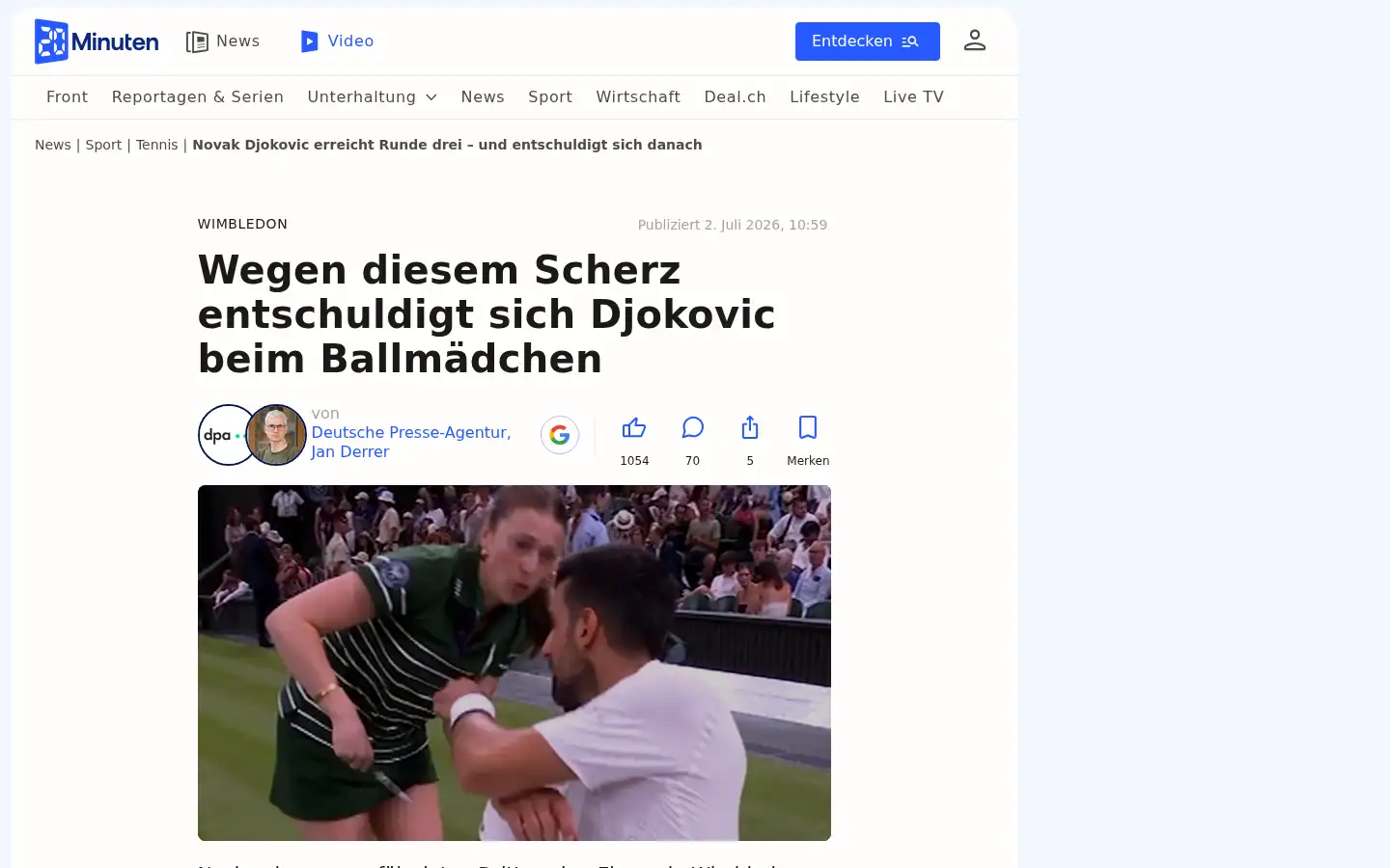 Screenshot of 20min.ch