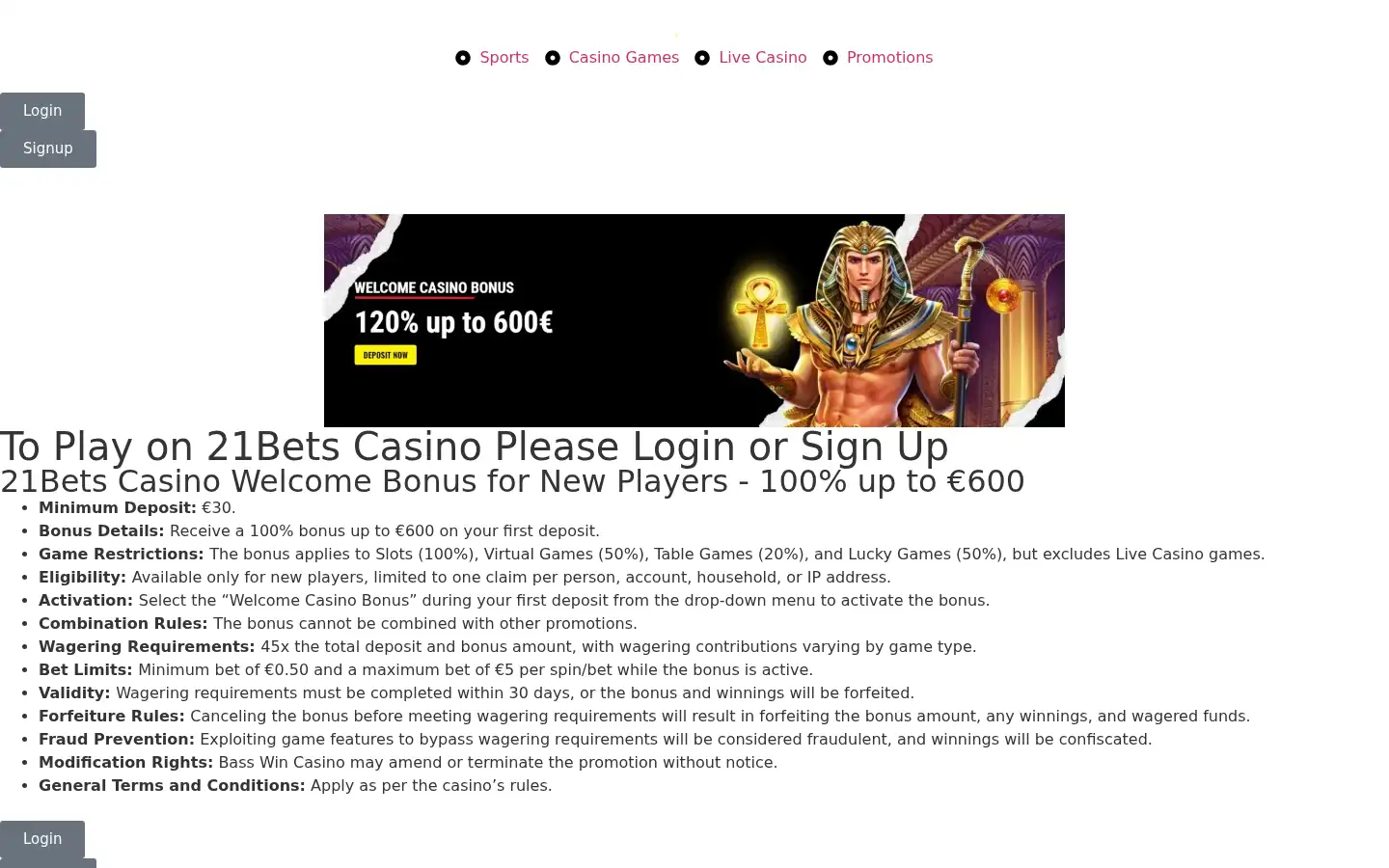 Screenshot of 21bets.co.uk