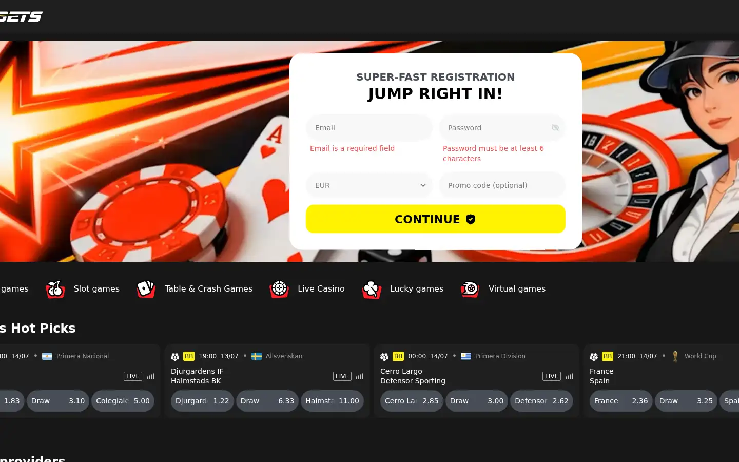 Screenshot of 21bets.com