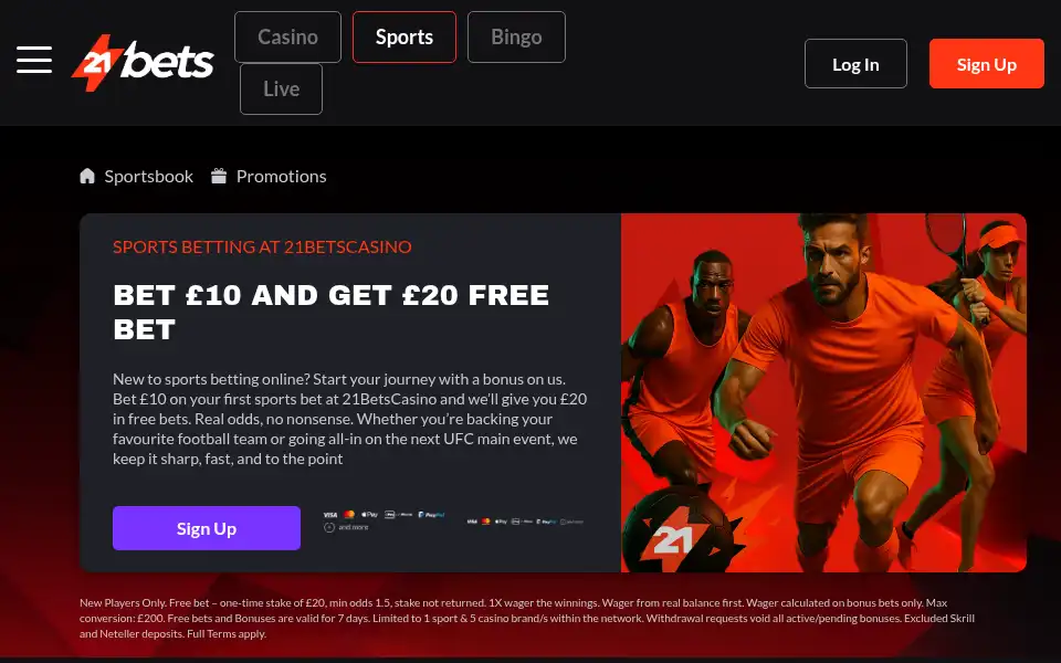 Screenshot of 21betscasino.com