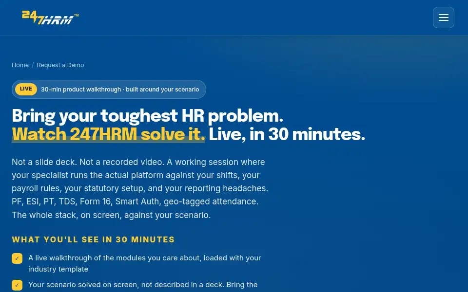 Screenshot of 247hrm.com