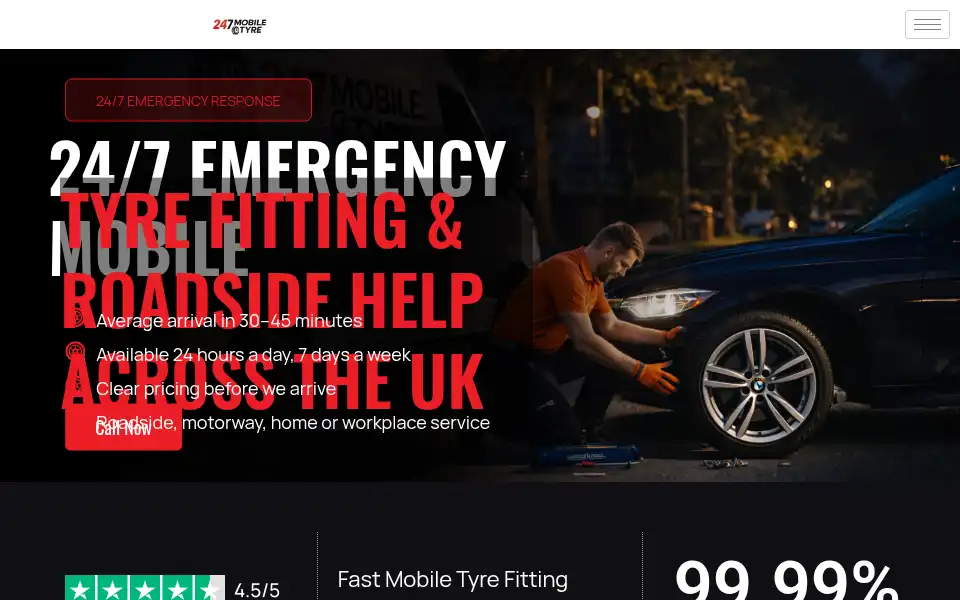Screenshot of 247mobiletyre.co.uk