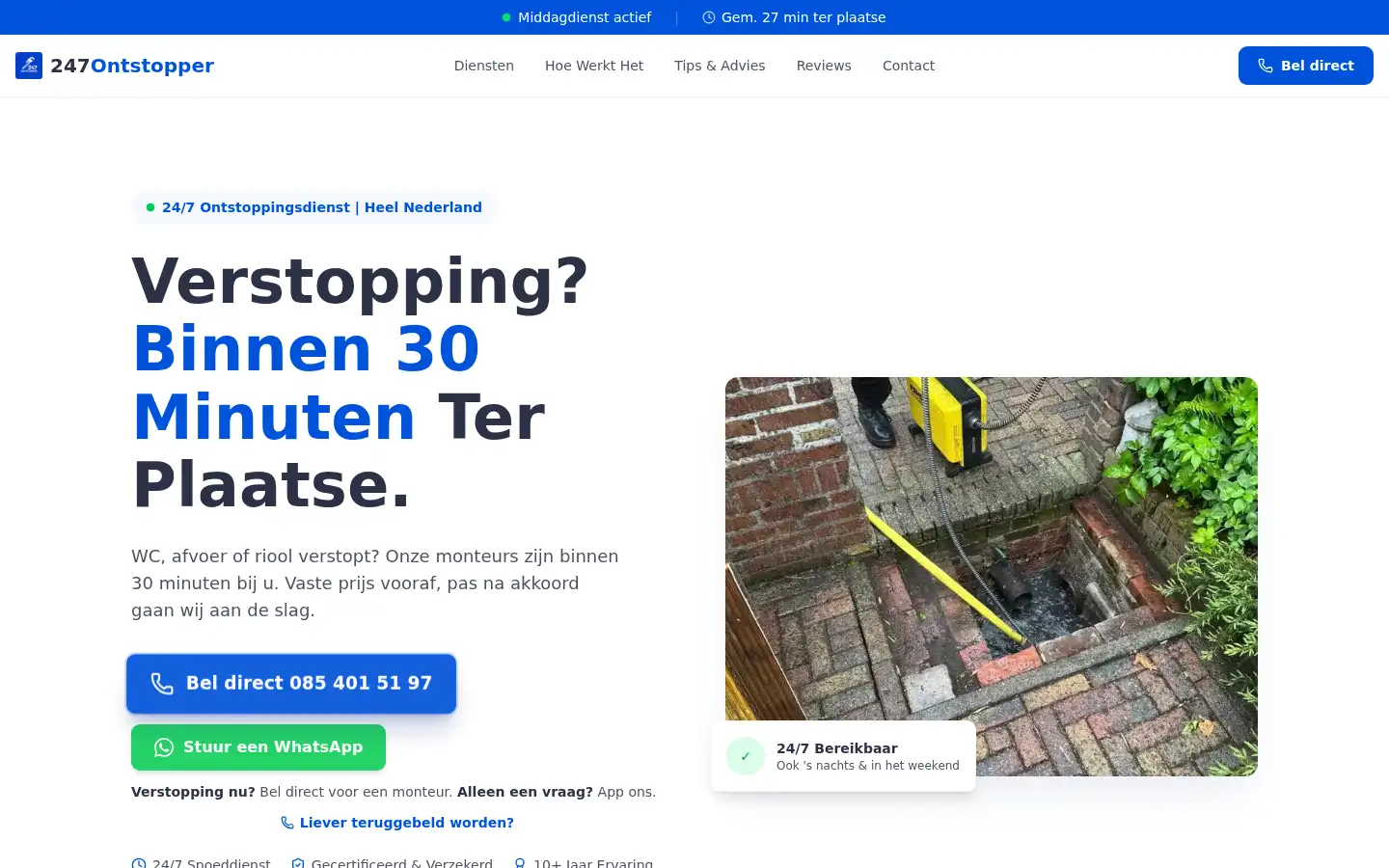 Screenshot of 247ontstopper.nl