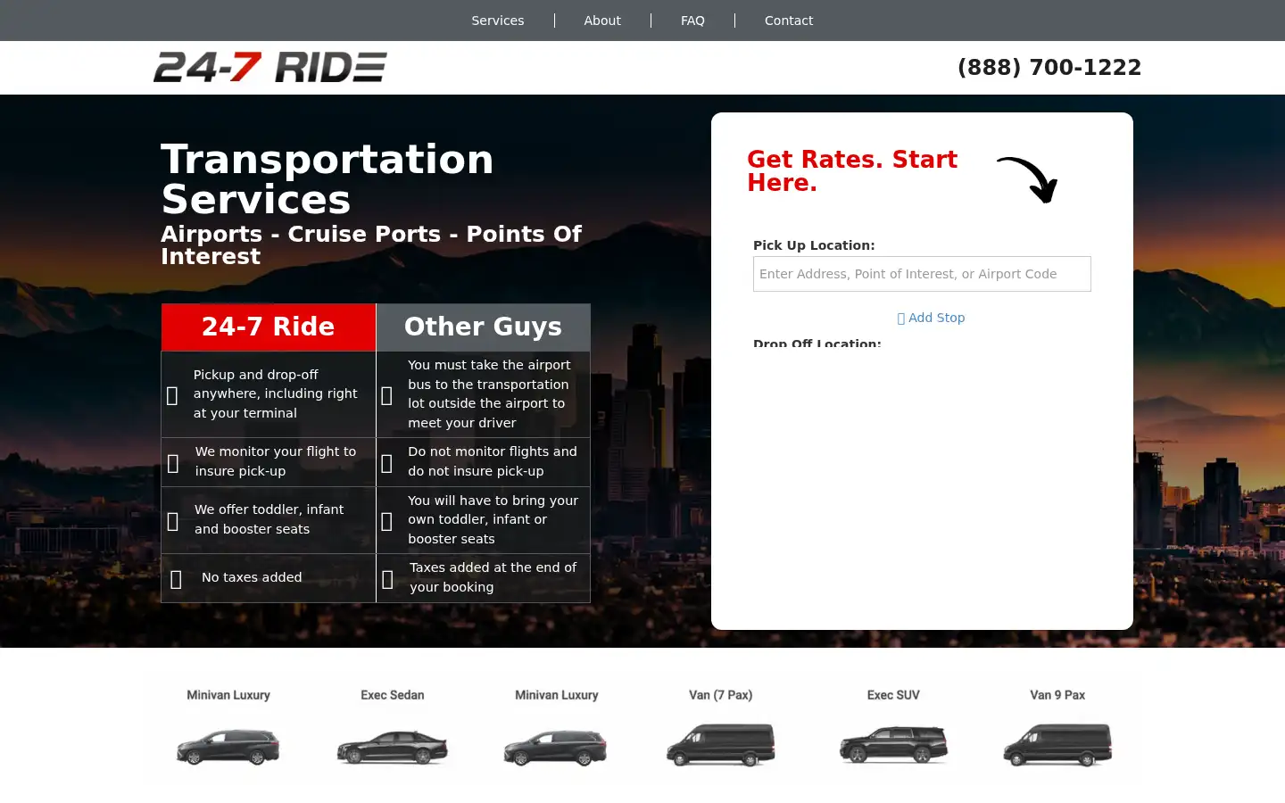 Screenshot of 247ride.com