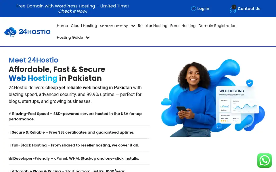 Screenshot of 24hostio.com